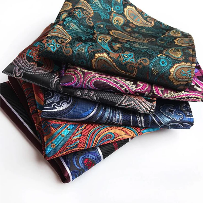 GUSLESON Men\'s Fashion Print Dot Silk Handkerchiefs Business Casual Square Pockets Wedding Hankies Gift for Man Accesso