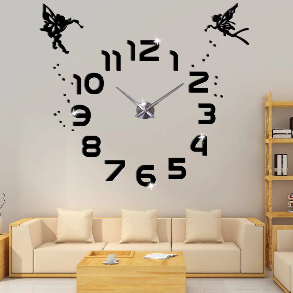 DIY 3D Wall Clock Modern Design Silent Large Clock for Living Room Home Decor Acrylic Mirror Wall Sticker Clock