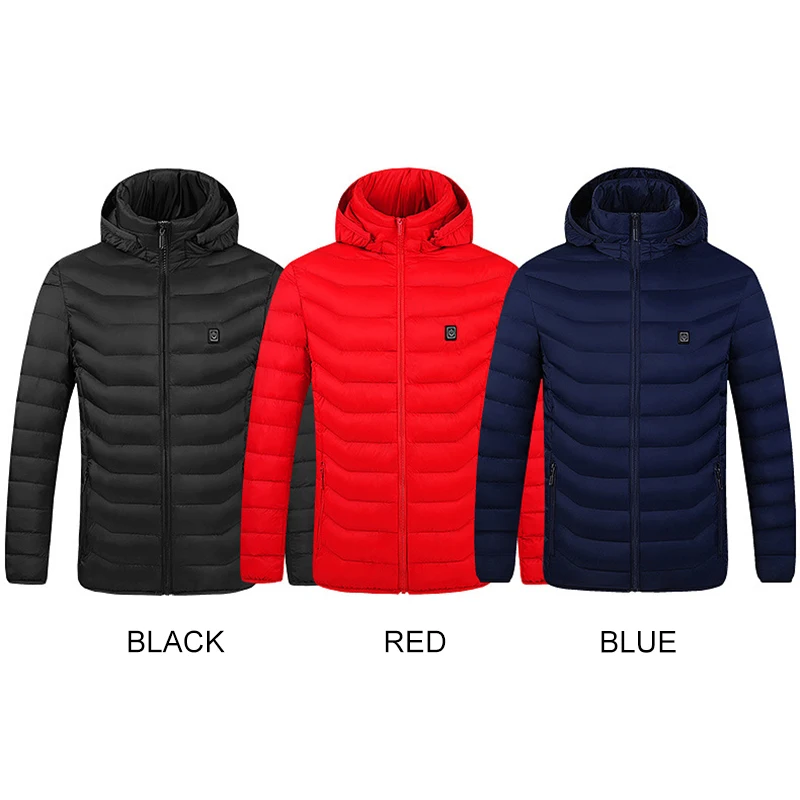 Newly Men Electric Heated Jackets Down Cotton Outdoor Coat USB Electric Heating Hooded Winter Warm Jackets Winter 열선조끼