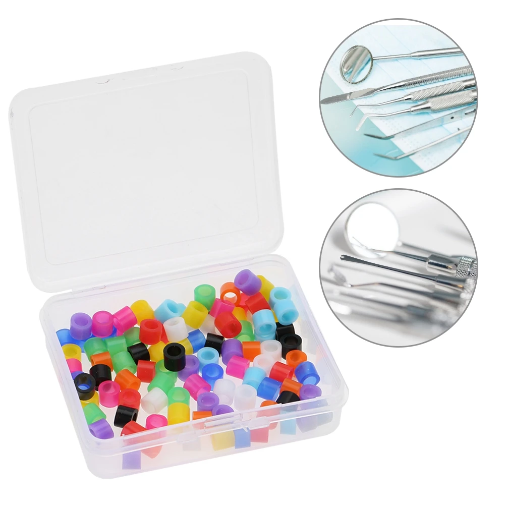 100 Pcs Orthodontic Code Mixed Silicone Rings Multi-Color Universal Dental Instrument High Temperature Autoclavable Sterilizer