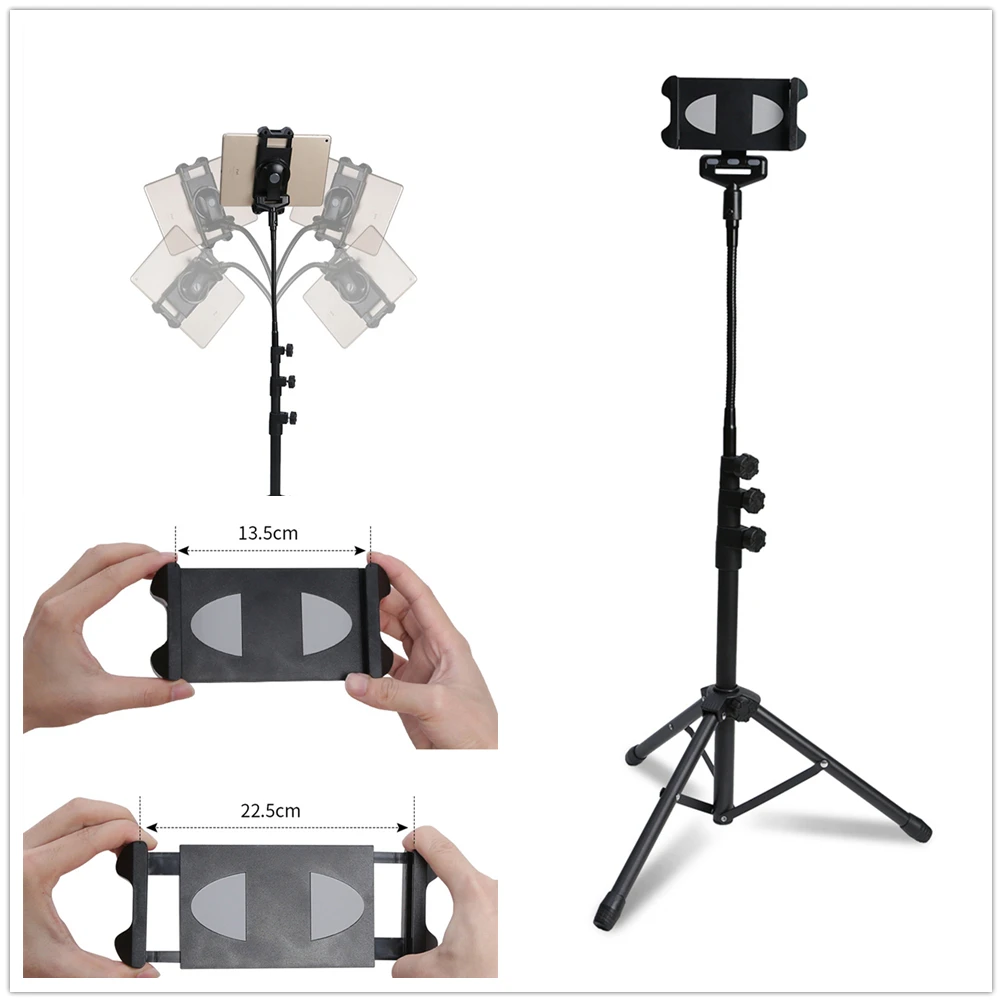 360° Rotating Tripod Floor Stand for iPhone iPad Mini iPad Air iPad Pro Tablet Mount For All 4.7-12.9 Inch Tablets