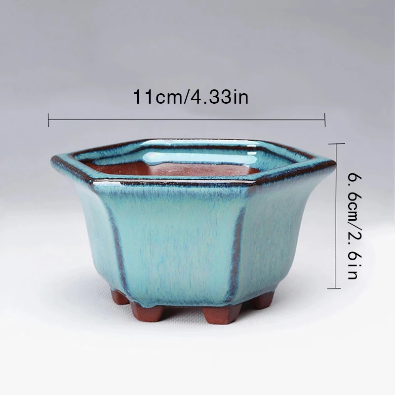 Vaso de flores cerâmico vitrificado poligonal, Ornamento Artístico, Plantador Suculento, Pote com Buraco, Casa e Jardim, Tigela ao ar livre
