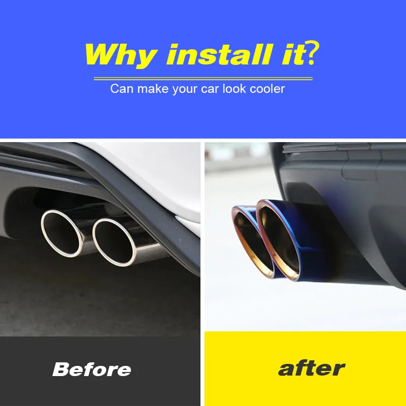 Car Exhaust Pipe Exterior Modification Tail Silencer Muffler Stainless Steel For Ford Focus MK4 ST Line Accessories 2019 2020