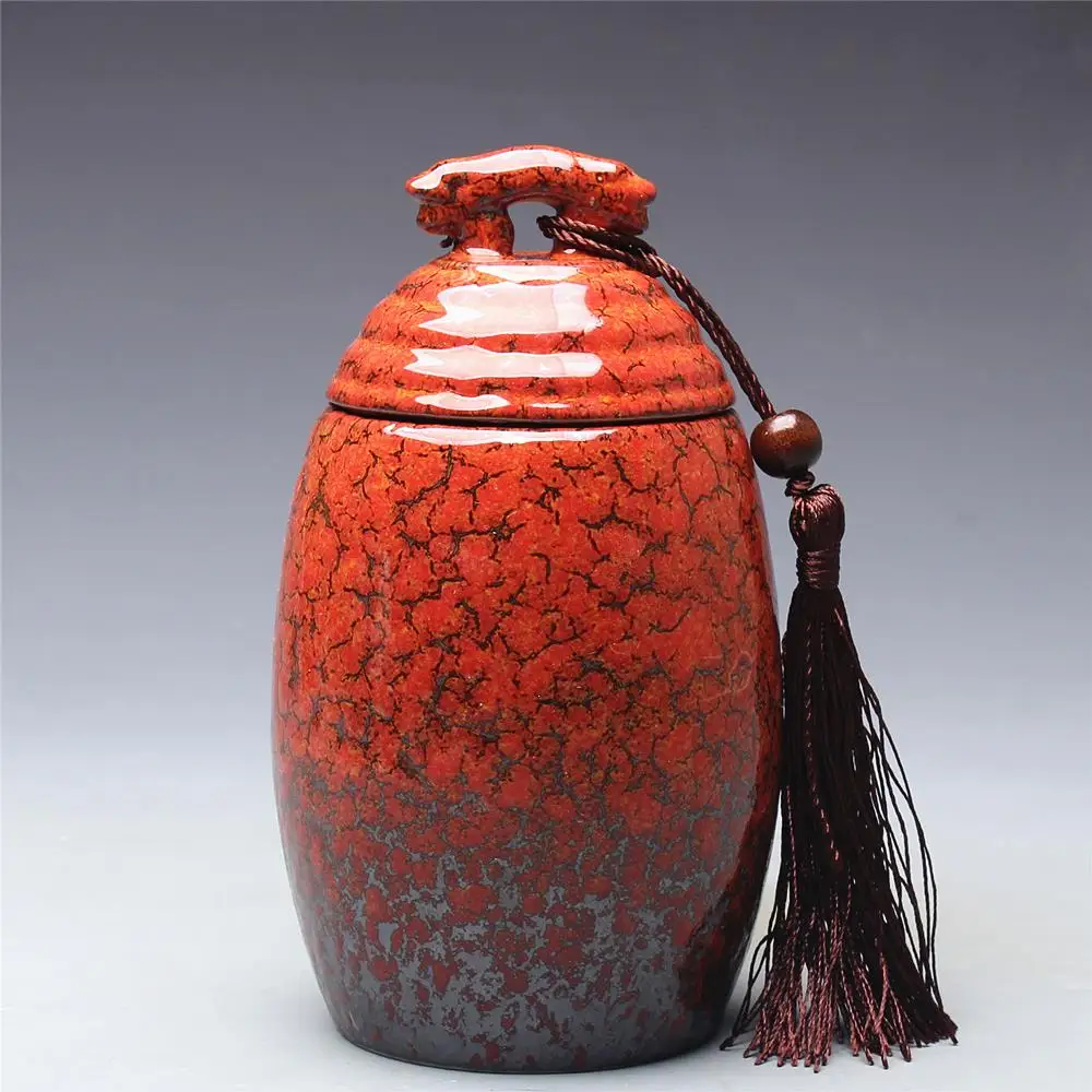 Double Leopard Head Ceramic Tea Jar Caddy Sealed Food Storage Can for Puer Oolong Tea Pot Leopard Design Kitchen Storageware