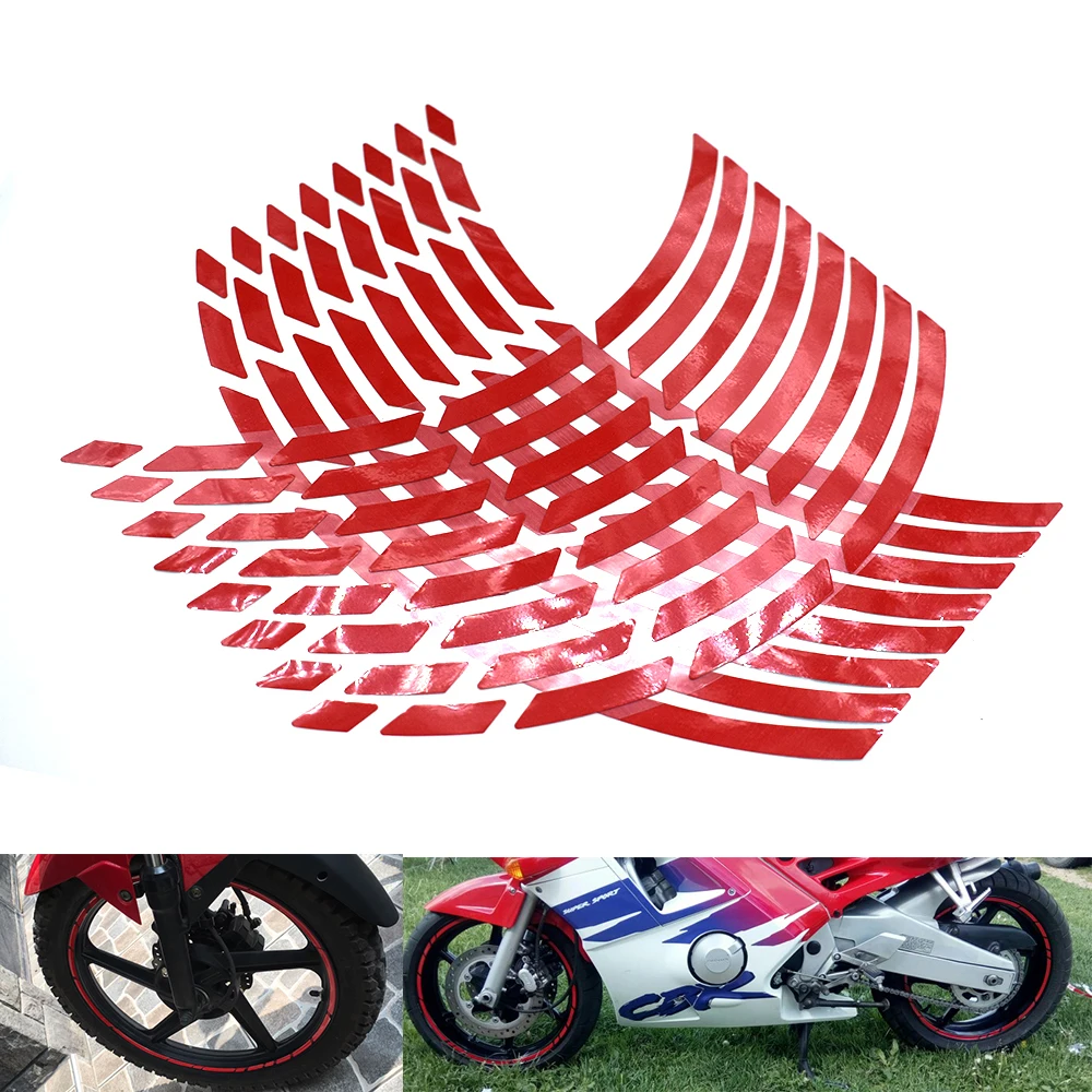 

Universal car Motorcycle Pegatinas para rueda de coche, cinta reflectante de llanta de 14 , 17-19 pulgadas 16pcs Reflective tape