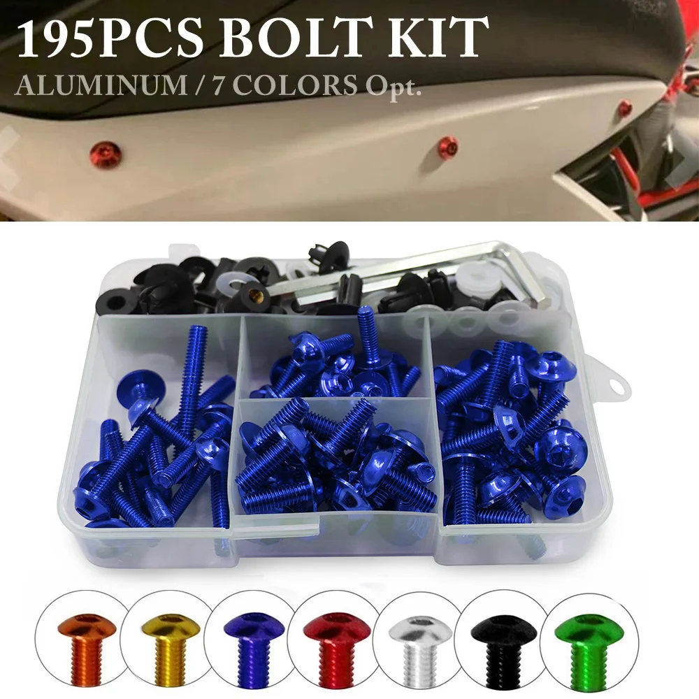 195PCS/Set CNC Alloy M6 M5 Fairing Bolts Kit Bodywork Screws Nut For YAMAHA YZF R1 R1M R15 R25 R3 R6 R125 R15 R25 MT03 MT07 MT09