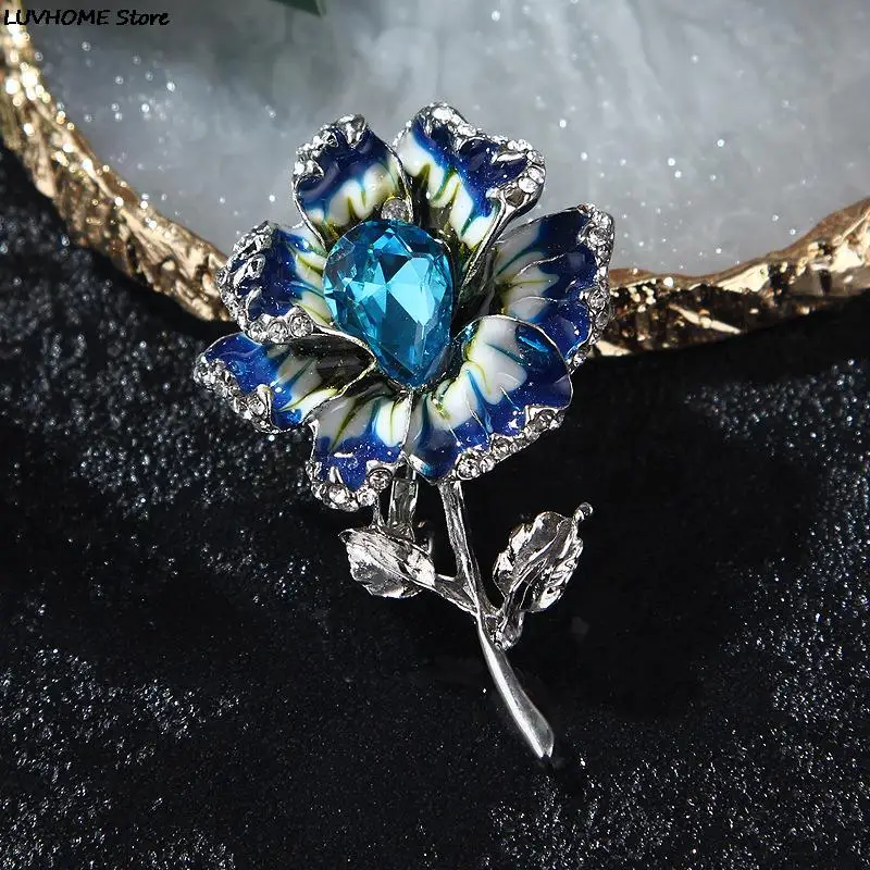 Flower Brooch Pins Crystal Brooches For Women Clothing Decoration Fashion Beautiful Jewelry Plant Flower Trendy Brooches