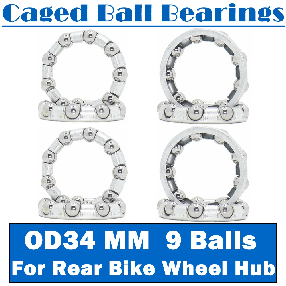 

Caged Ball Bearings OD 34mm 8 PCS Old-fashioned Split Center Axis Headset Crankshaft Pivot Retainer Steel 9 Balls Bearing 34 mm