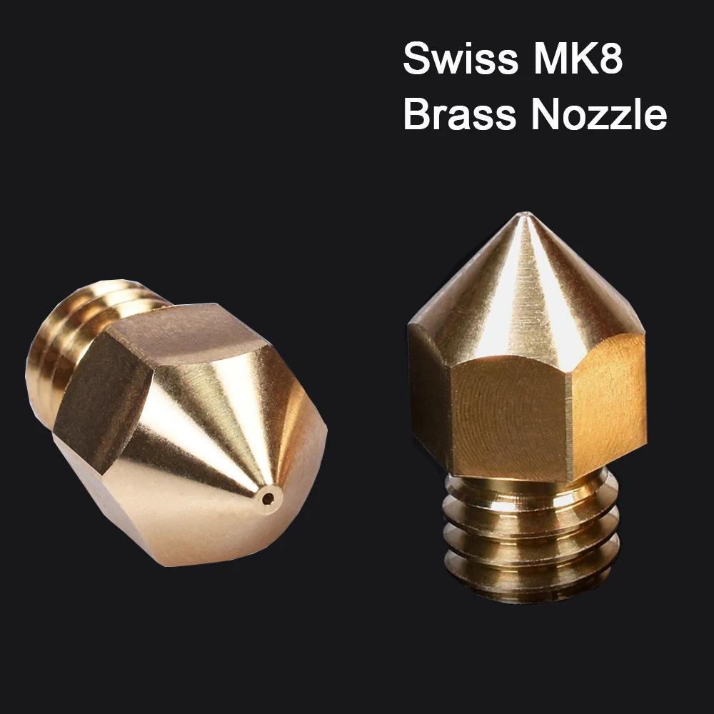 

Swiss MK8 Brass Nozzle 3D Printer Parts Thread M6 1.75MM Filament For J-Head Hotend MK8 Extruder CR10 Block For Ender 3