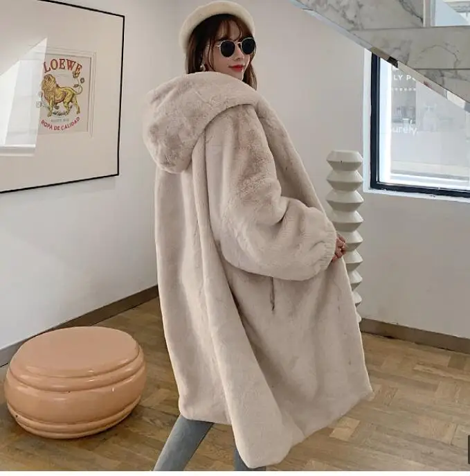 2022 New Winter Oversize Faux Fur Coat Women Parka Thick Warm Plush Coat Winter Jackets Long Fur Jacket Hooded Overcoat