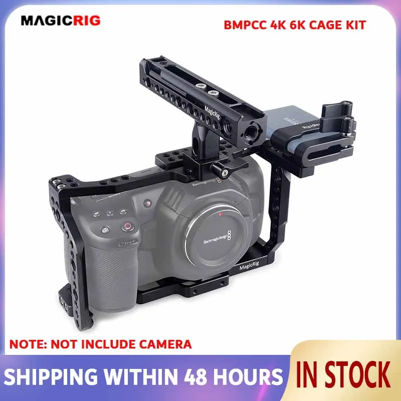 MAGICRIG  Camera Cage Kit With Rotatable​​ NATO Handle Grip + T5 SSD Card Mount Clamp for Blackmagic Pocket Cinema Camera  4K&6K