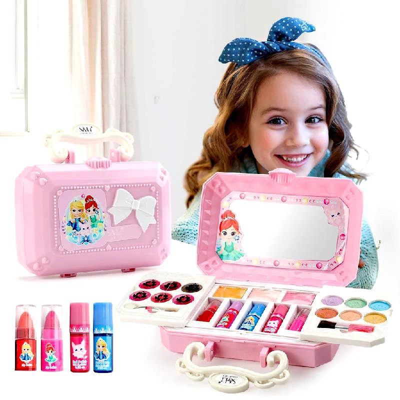 S22606 Prinses Draagbare Baby Kinderen Cosmetica Schoonheid Mini Box Make-up Baby Meisje Speelgoed Speelhuis Meisjes Games Make-up Kit Speelgoed