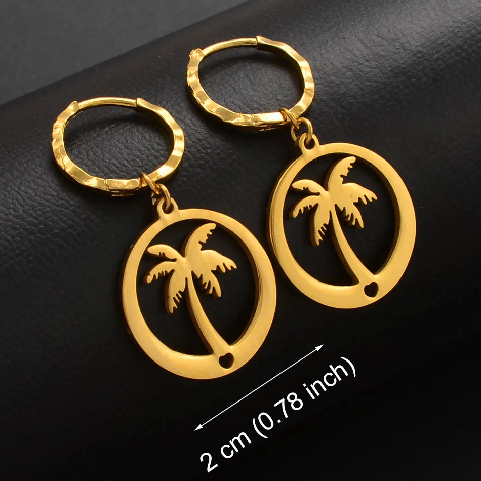 Anniyo Small Kiribati Earrings for Women Girls Gold Color Stainless Steel Jewelry #053221