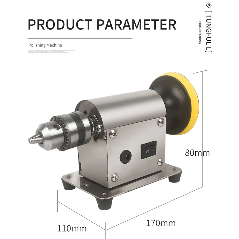 Jewelry Rock Mill Polishing Machine Benchtop Polisher Polisher with 20pc Sandpaper Universal Grinding Machine Bench Lathe Polish