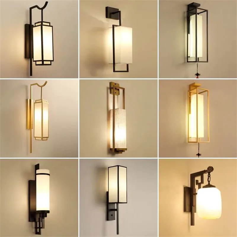 Chinese style Wall Lamp Classical Living Room Bedroom Bedside Lamp Luxury LED TV Background Vintage Wall Light