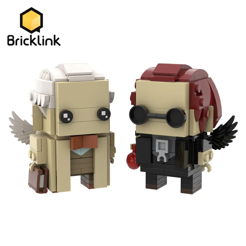 

Bricklink Action Figures Movie Good Omens Angels Aziraphale and Demons Crowley Brickheadz Building Blocks Toys For Children Gift