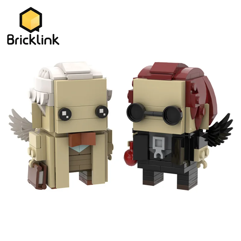 Bricklink Action Figures Movie Good Omens Angels Aziraphale and Demons Crowley Brickheadz Building Blocks Toys For Children Gift