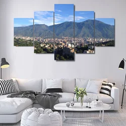 Avila Caracas Mountain Canvas Print Painting Wall Art Poster, Modern Home Decoration, Living Room Pictures, 5 Pcs