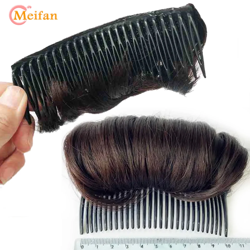 MEIFAN-esponjoso de pelo sintético negro y marrón para mujer, peines para el cabello, adornos, fabricante de moños, trenza, herramienta de