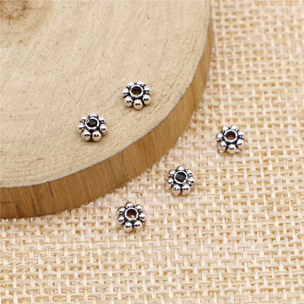 free shipping 325pcs 5x5mm antique silver Spacer beads charms diy retro jewelry fit Earring keychain hair card pendant