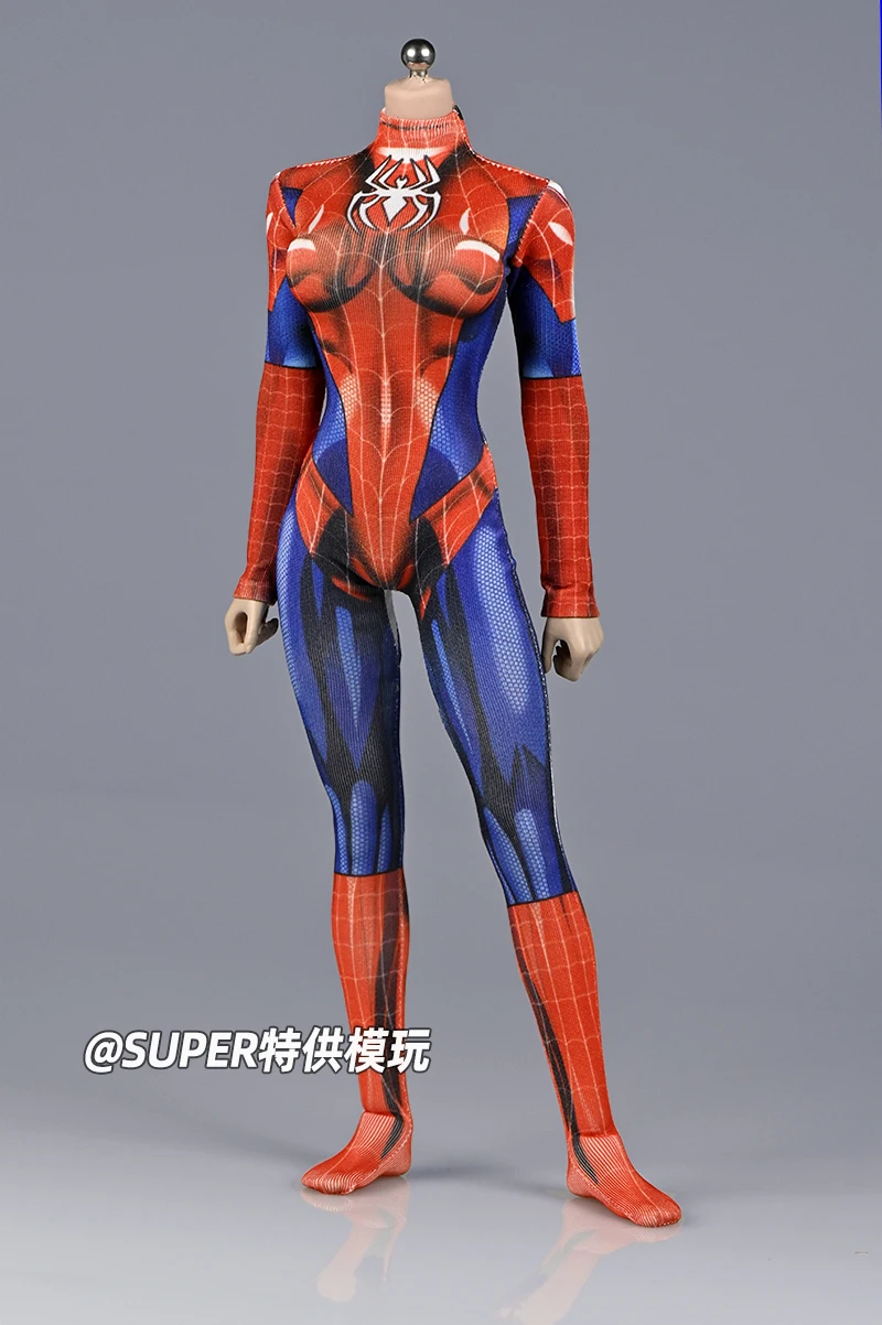 1/6 Red Spider Girl Jumpsuit 3D Printing Outfit Stretch Bodysuit Cltohing Fit 12'' TBL PH Action Figure Body