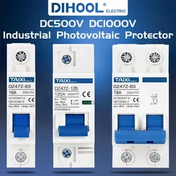 Solar PV MCB DC Circuit Breaker 1P/2P 500V 1000V Photovoltaic disconnect switch 10A 16A 20A 32A 40A 63A 100A 125A
