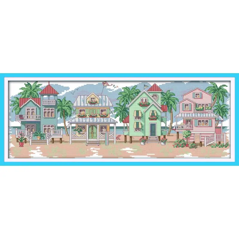 Conteggio Kit Punto Croce Mare Capanna Street Scene Ranch Scenario 14ct11ct FAI DA TE Ricamo Kit Cucito Decorazione Della Casa Della Pittura