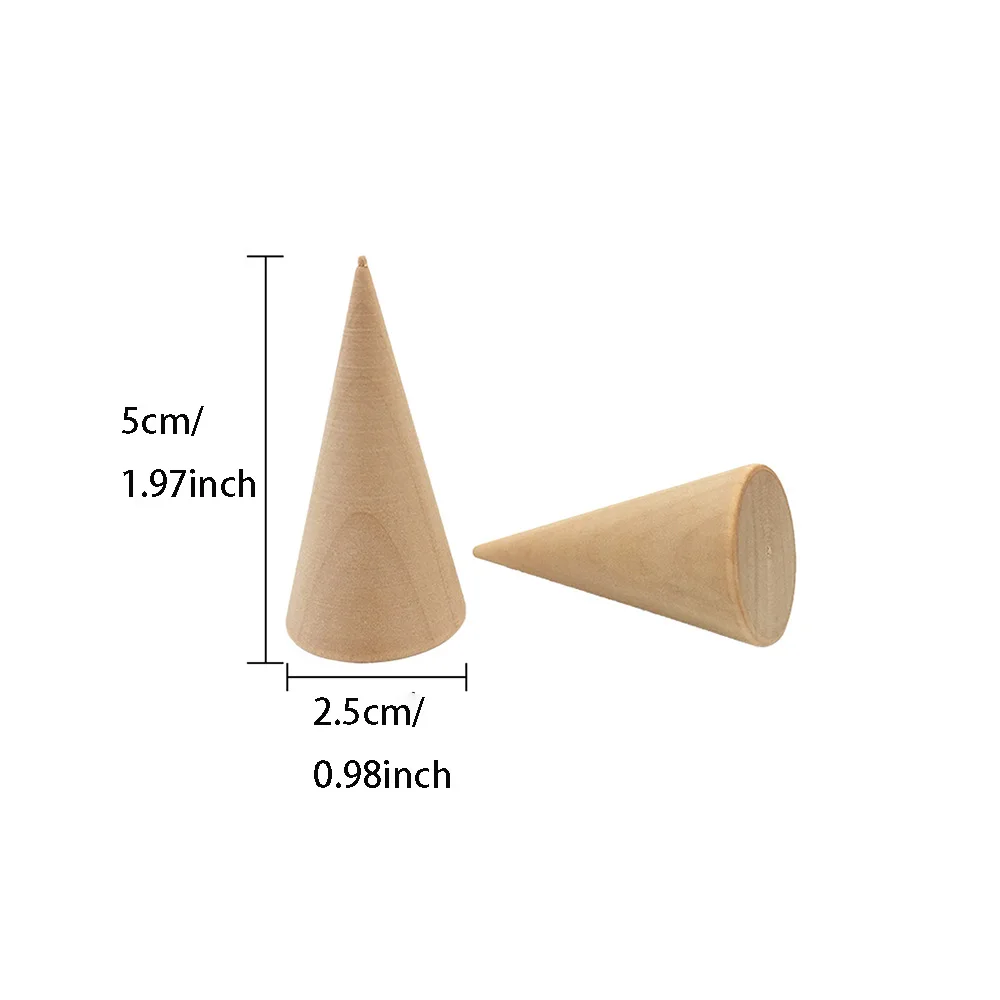 1/5/10PCS Wooden Cone Creative Ring Holder Jewelry Stand Display Earring Ring Holder Organizer Display Tool Jewelry Storage Supp