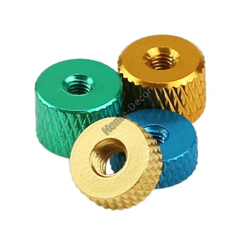 10PCS M3&M4 7mm Thickness Through Hole Manual Nut Aircraft Camera Tripod Fastening Nut Knurled Nut Aluminum Nut