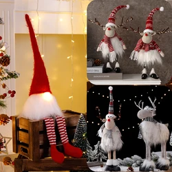 Christmas Decorations Dolls Plush Standing Elk Reindeer Deer Dolls With LED Lights Luminous Xmas Ornaments Kids New Year Gifts