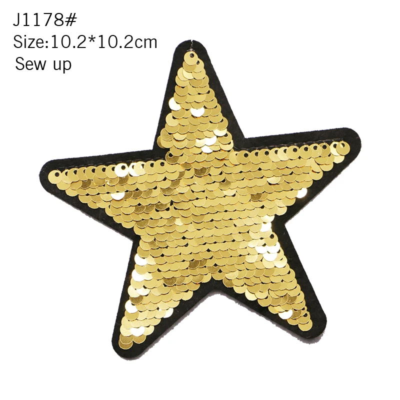 Star Embroidery Patch Towel Sequin Sewing Iron Badge Gold And Silver Red Black Blue Pink Clothes DIY Decal Process Decoration