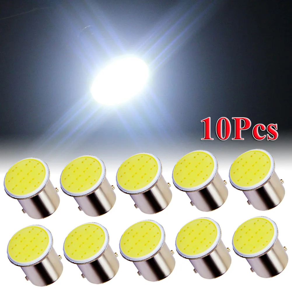 10Pcs Car P21W 1156 Ba15s LED COB Turn Signal Bulb Super Bright Auto Reverse Parking Brake Light 12V Wedge Signal Side Lamp