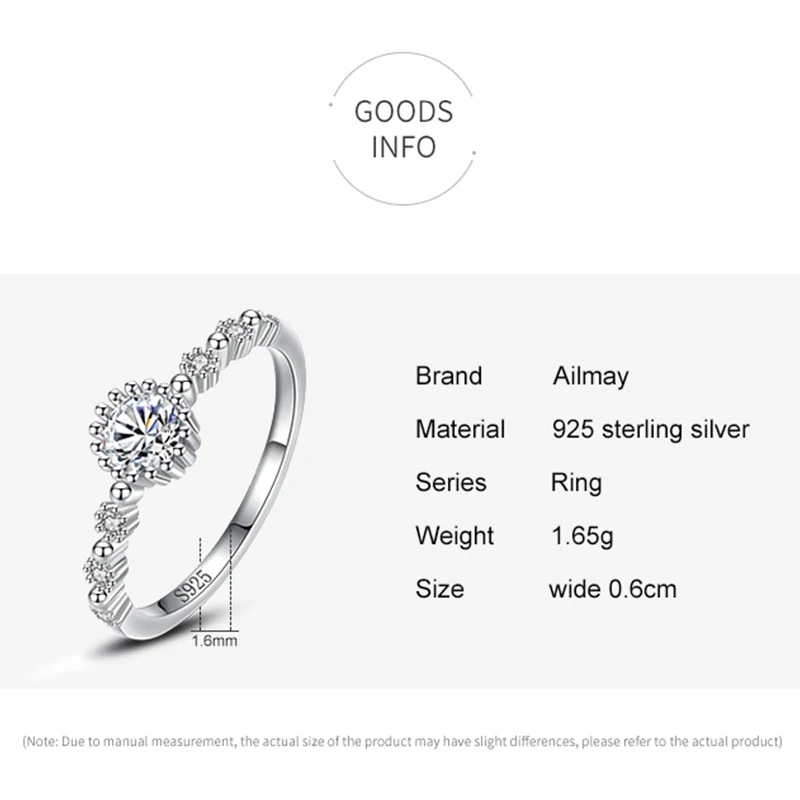 Ailmay Hot Sale Vintage Finger Rings 925 Sterling Silver Clear Zircon For Women Classic Luxury Wedding Accessories Jewelry GIFT 5