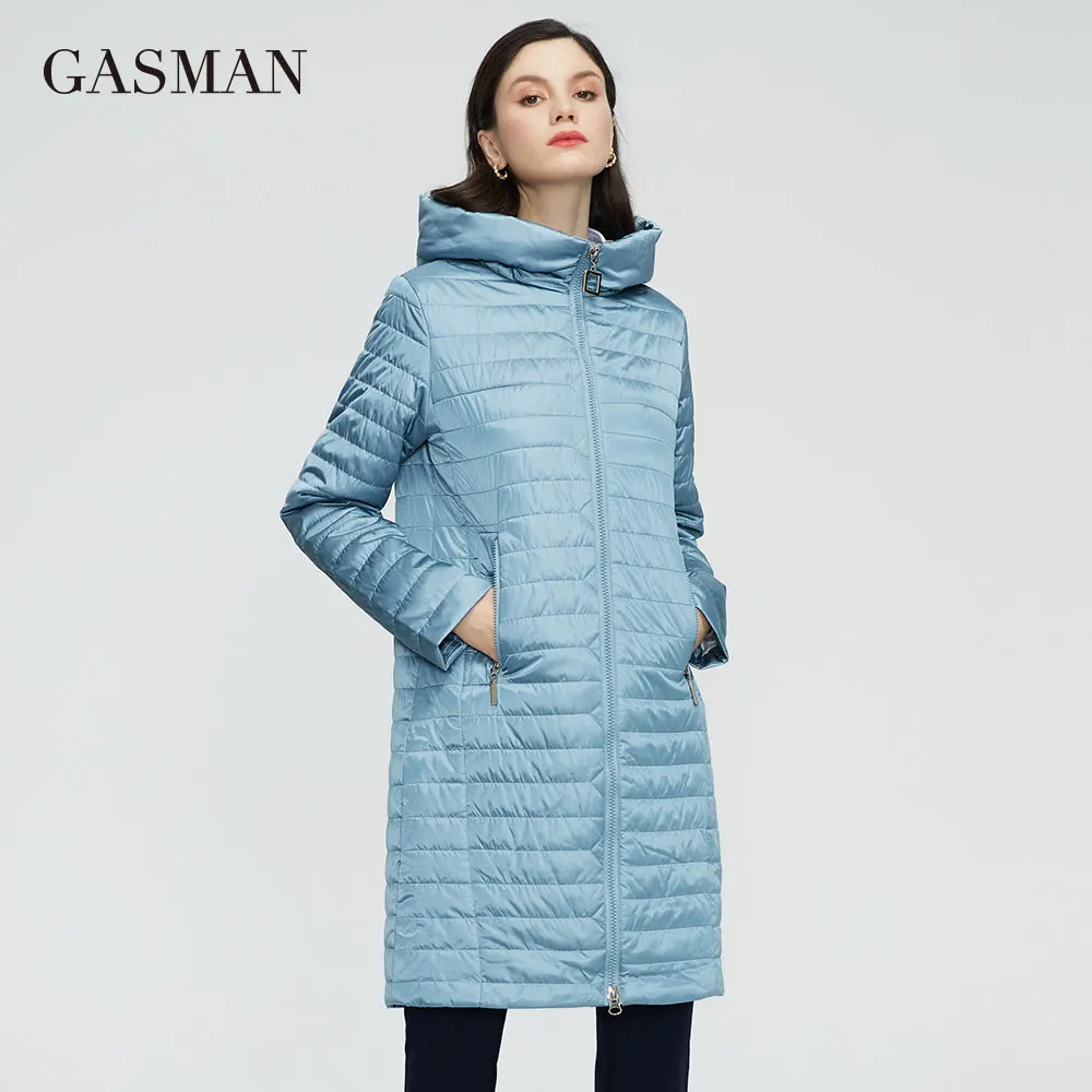 GASMAN 2022 new Women\'s spring jacket long thin cotton zipper hooded fashion parka coat women lightweight autumn jackets 20155