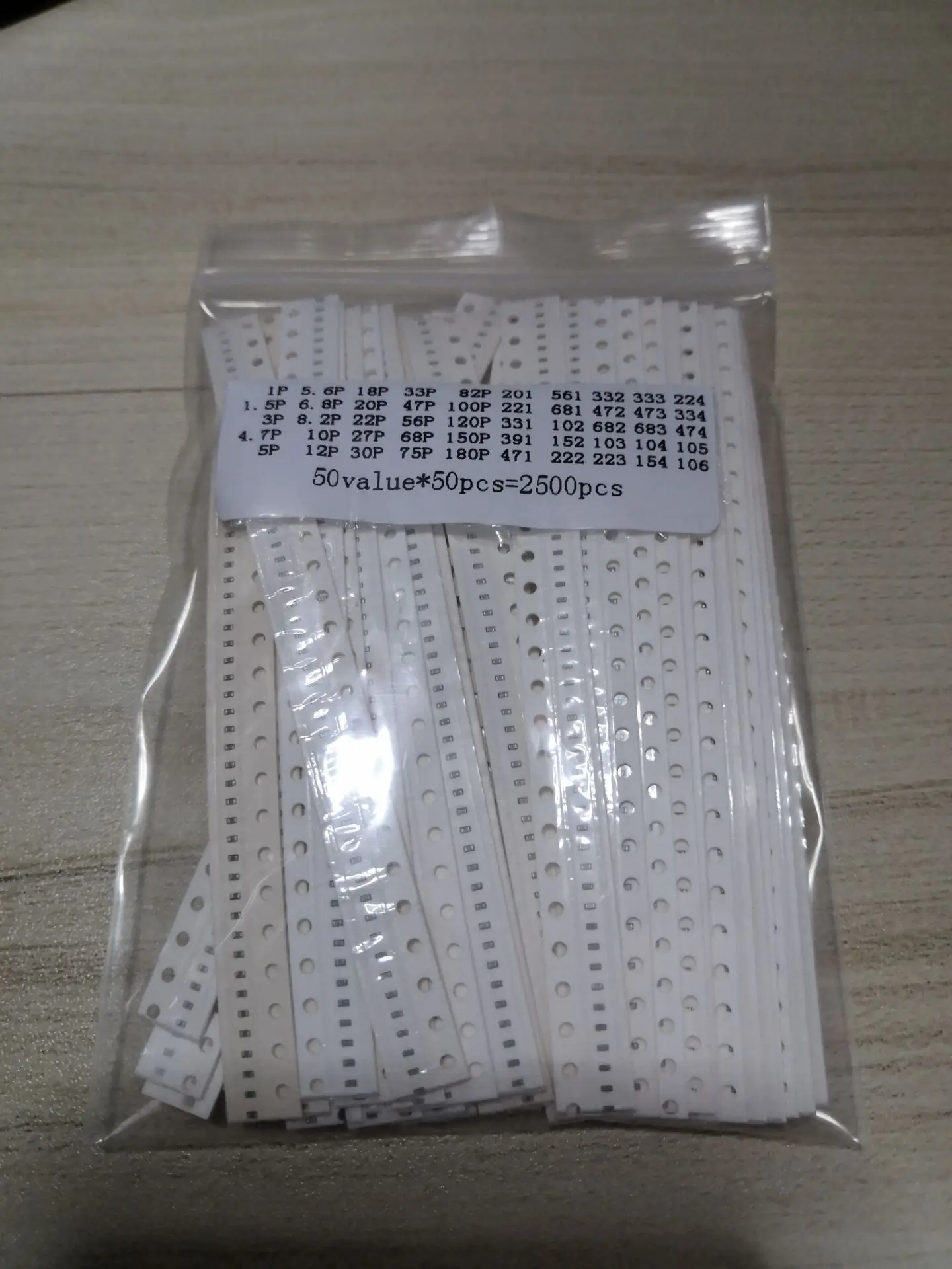 

0402 SMD Ceramic Capacitor Assorted Kit 1pF~10uF 50values*50pcs=2500pcs Chip Ceramic Capacitor Sample Ki 4.7PF 22PF 102 103 104