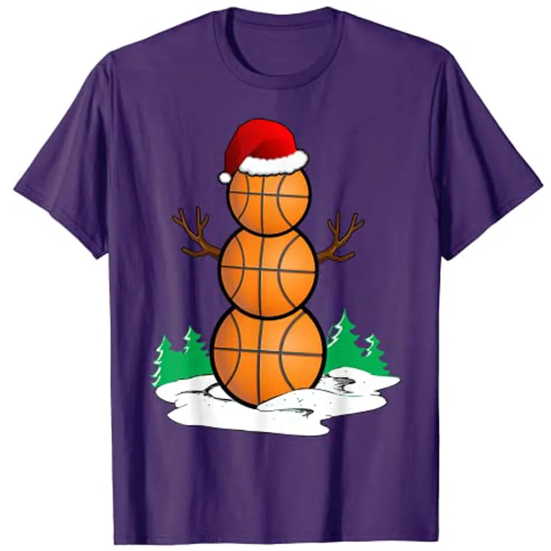 Basketball Snowman Balls Christmas Pajama Gifts Men Boys Kid T-Shirt