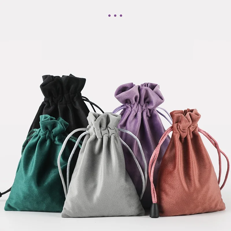 20pcs/lot High Quality 10x15cm Black/Purple/Brown/Grey/Green Soft Velvet Drawstrings Pouches Jewelry Gift Bag