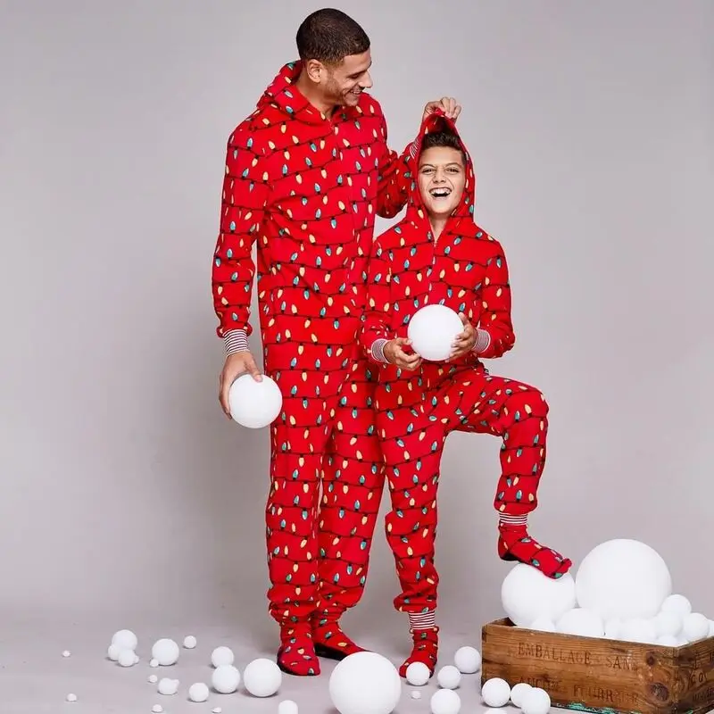 2022 Family Christmas Pajamas Deer Adult Kid Jumpsuit Pajamas Clothes Cotton Family Looking Jumpsuit Pajamas Set Outfits