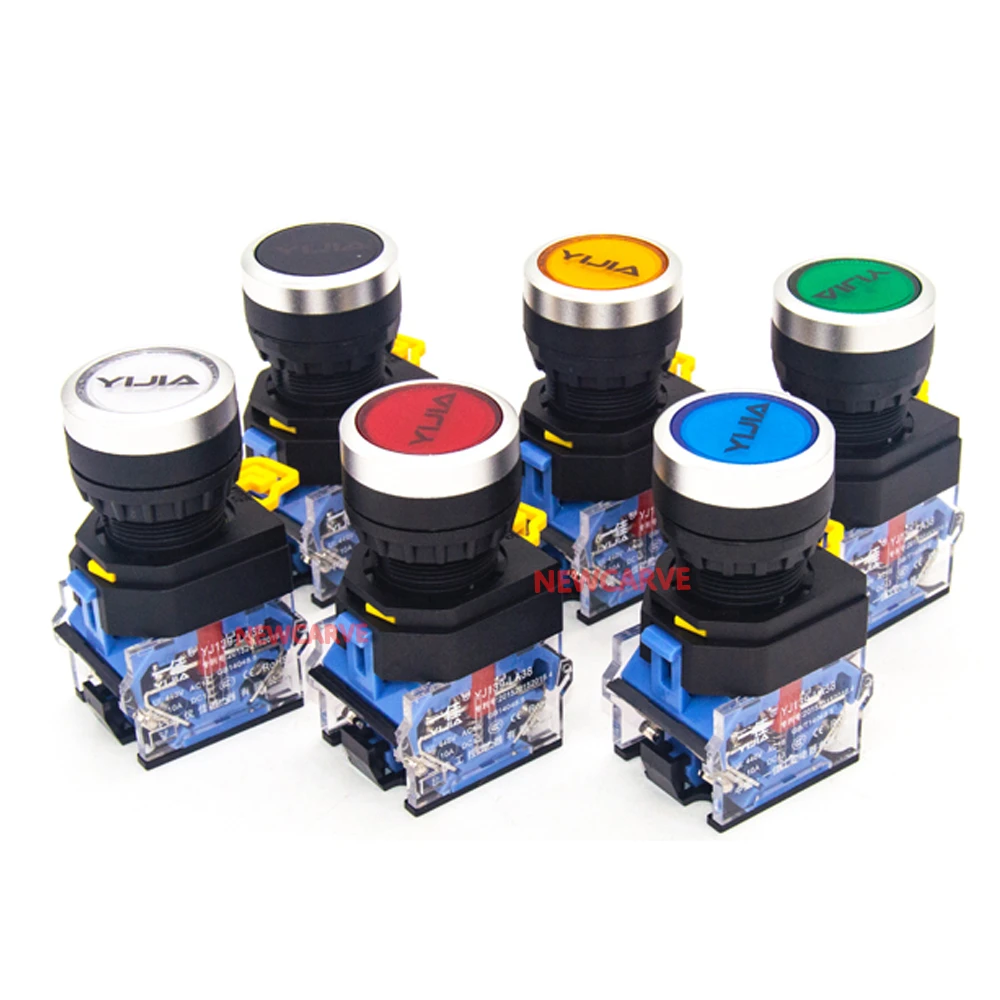 YIJIA Buttons Set Emergency Power Switch Pause Reset Start Push Button For DIY CNC Machine Control Box 22mm Hole NEWCARVE