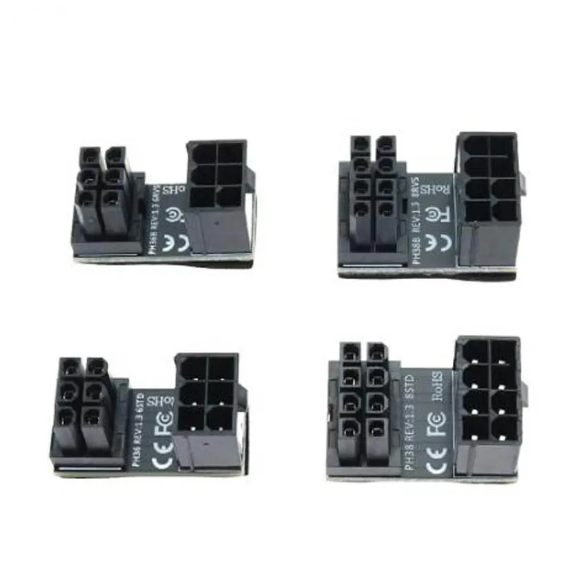 Cltgxdd ATX 5pin/8pin Male 180 Degree Angled to 6pin/8Pin Female Power Adapter DIY for Desktops Graphics Card