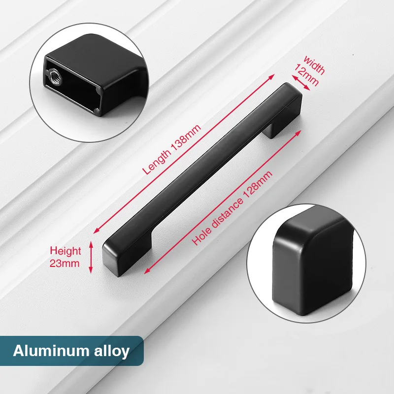 NAIERDI Schwarze Schrankgriffe, langer Möbelgriff, amerikanischer Stil, Küchenschrankgriffe, Schubladenknöpfe, Hardware