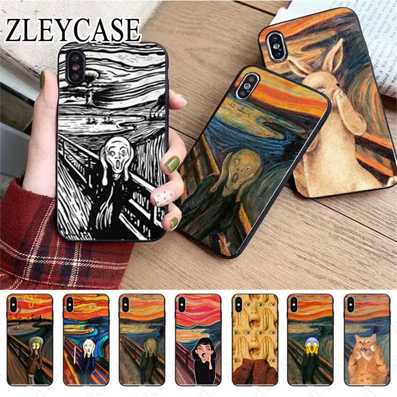 Scream by Munch black Soft Phone Case For iphone 15pro 11pro 13pro 14pro 12pro xs max 7 8 XR 12mini 15plus 13mini SE Coque Shell