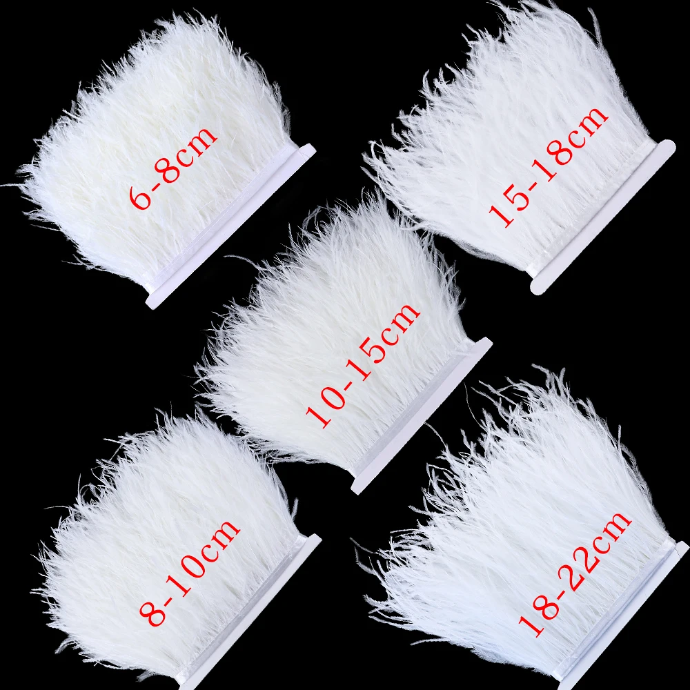 Customized Fluffy White Ostrich Feather Trim For Wedding Dresses Ribbon Natural Black Feathers Fringe 6-22 CM  Sewing Accessory