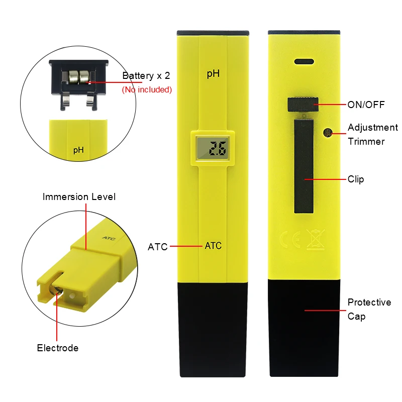 0.1-14.00 Portable Digital PH Meter Tester TDS Meter for Aquarium Pool Water Quality Lab PH Monitor with ATC