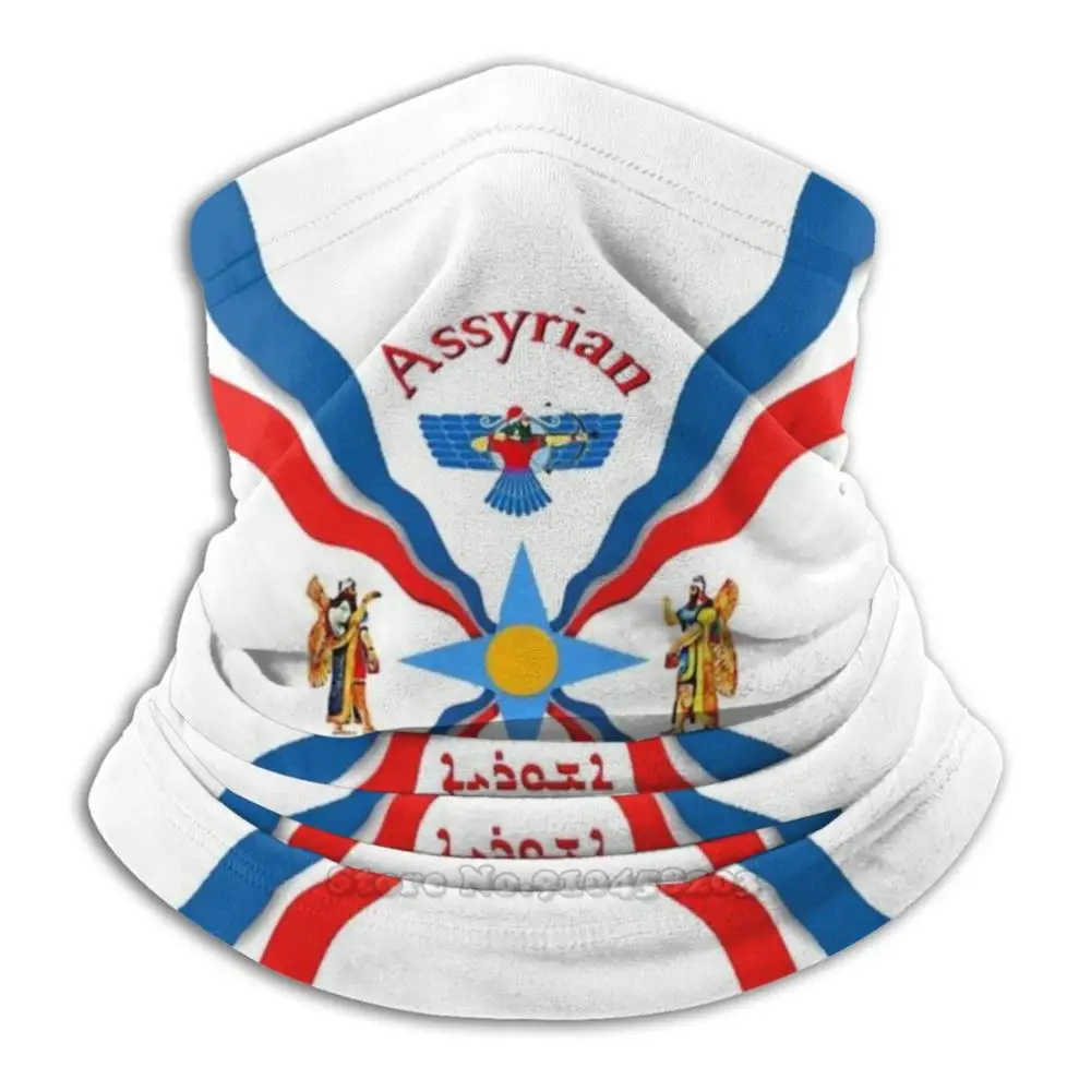 Assyrian Flag Cycling Motorcycle Headwear Washable Scarf Neck Warmer Mask Assyrian Assyria Babylon God Of Ashur Anunnaki Blue