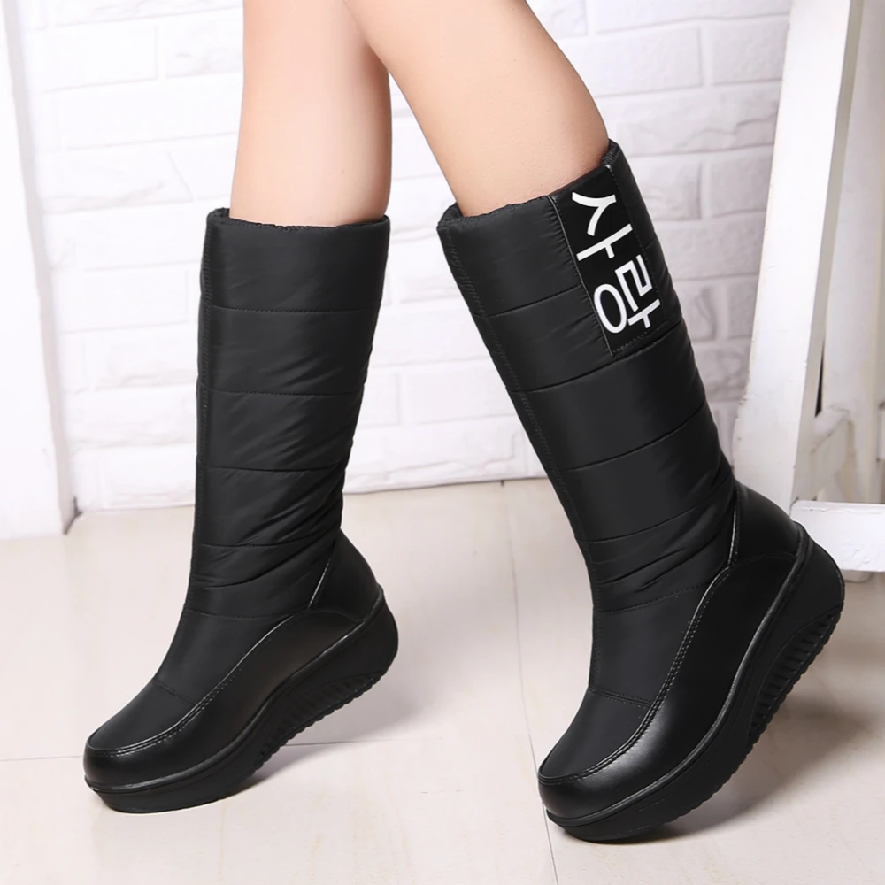 Women Down Snow Boots Girls Cotton Shoes South Korea Style Platform Wedges Mid Calf Boots Female Plush Warm Inner 2020 Fashion