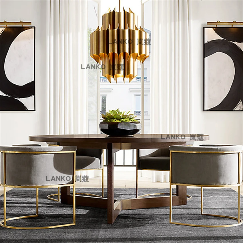 Post modern Nordic brass metal tube pendant lights living room American retro dining room LED hanging chandelier lamps fixtures