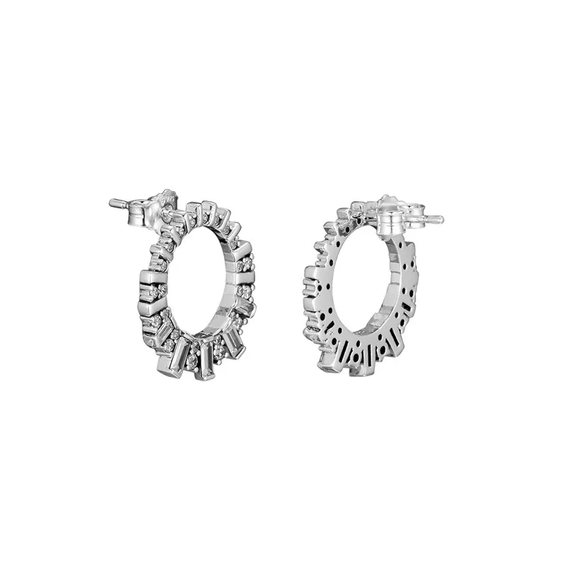 Glacial Beauty Stud Earrings Clear CZ 925 Sterling Silver Earrings Charm Jewelry Crystal Earrings for Women Cool Girl Jewelry