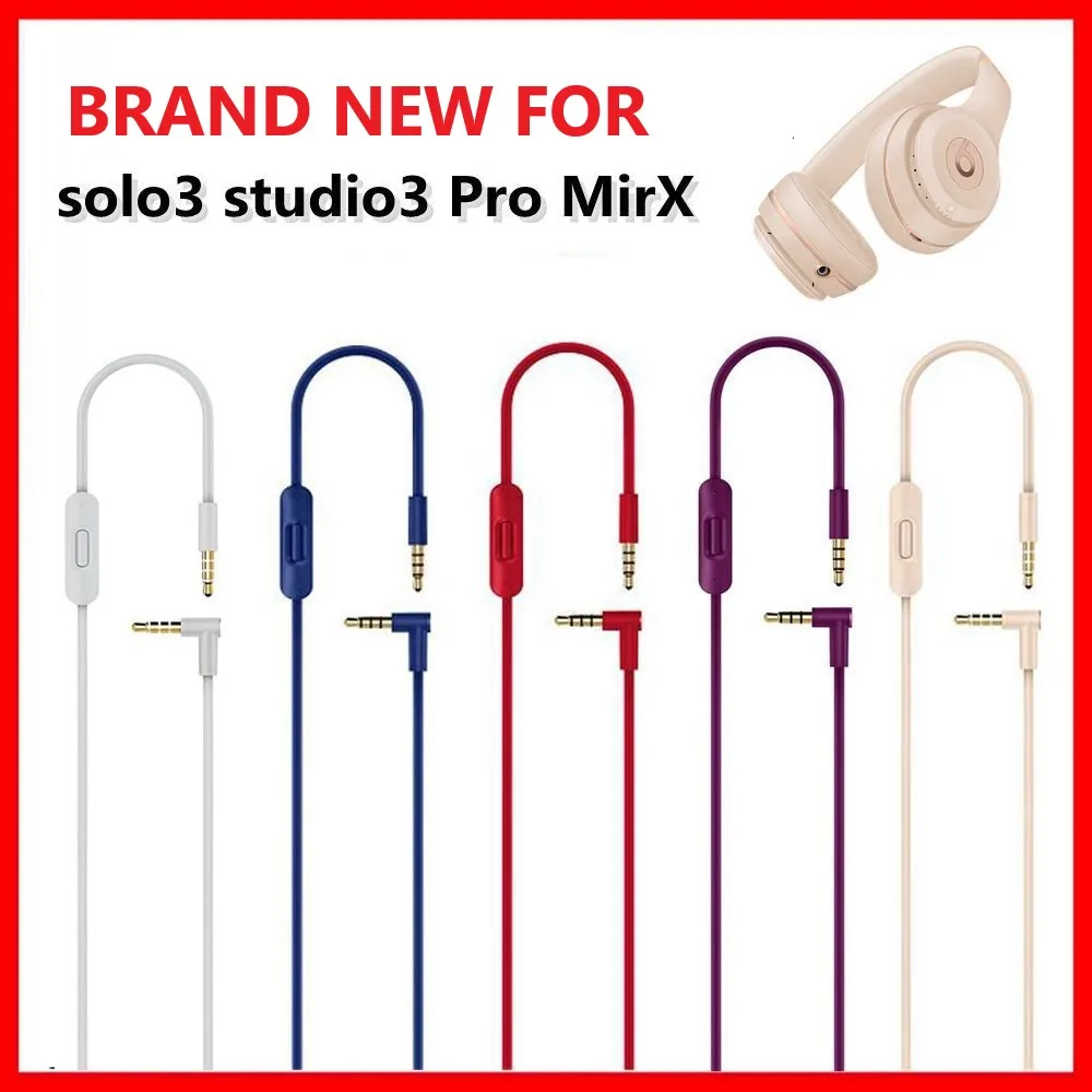 

NEW Replacement Audio Cable for Solo2.0 3.0 Studio3 Pro Mirx Headphone Cable with Volume Control Double 3.5mm Connect Line 1.4m