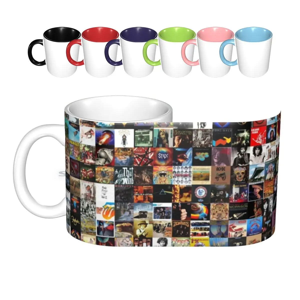 Classic Rock Covers-Collage Ceramic Mugs Coffee Cups Milk Tea Mug Album Cover Classic Collage Creative Trending Vintage Gift